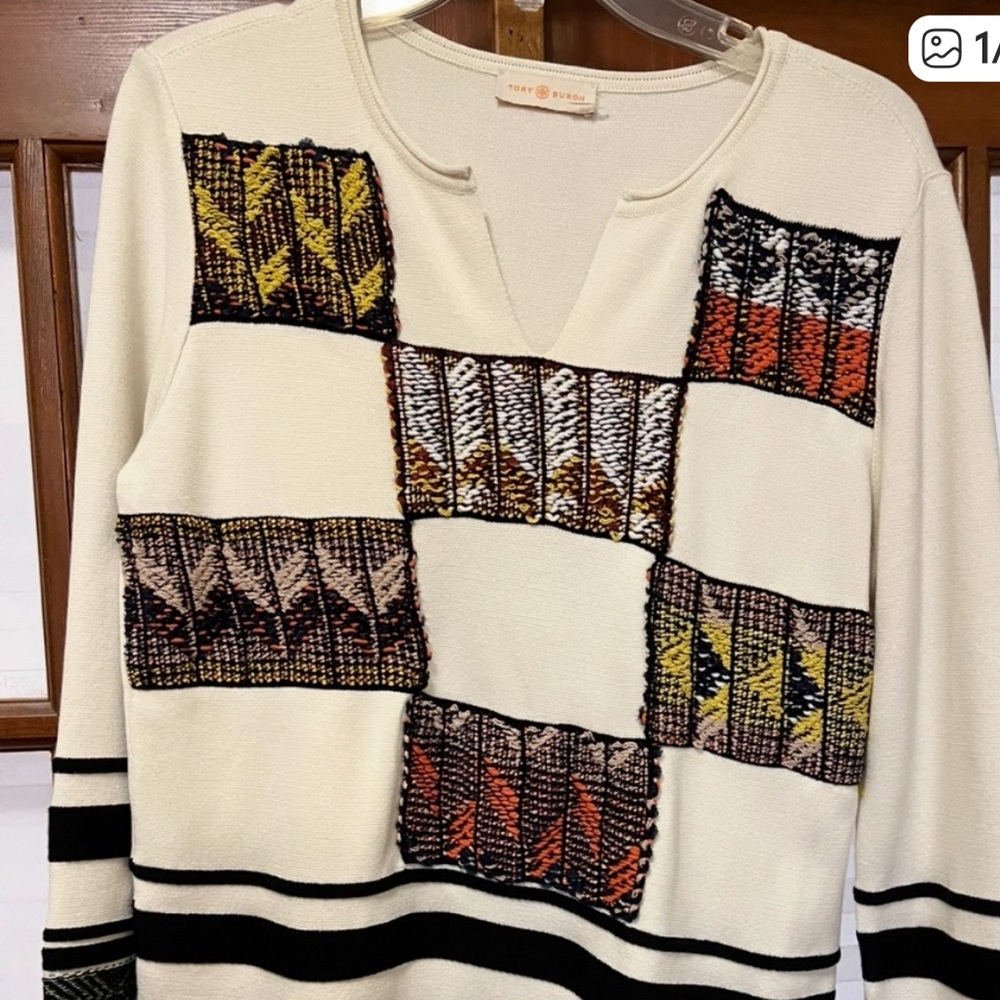 Tory Burch Patch Work Split Neck Tunic - image 1